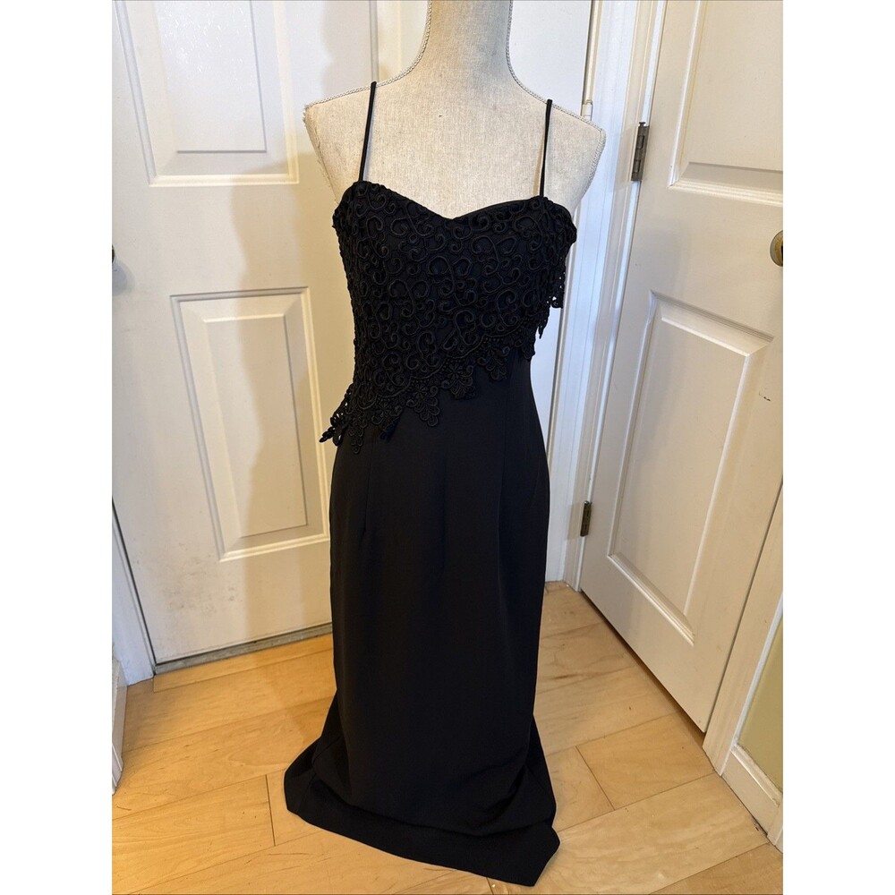 WHIMSIGOTH BLACK LACE Vintage unbranded Sleeveless Black Dress Womens Size M